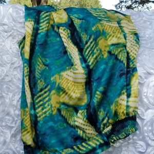 Turquoise and Green Blouse